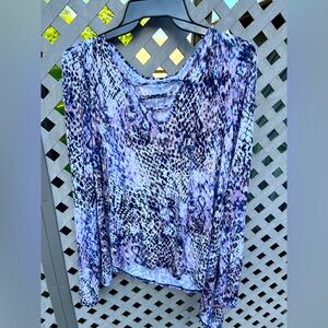 Jennifer Lopez Leopard Print Blouse in Blue and Brown